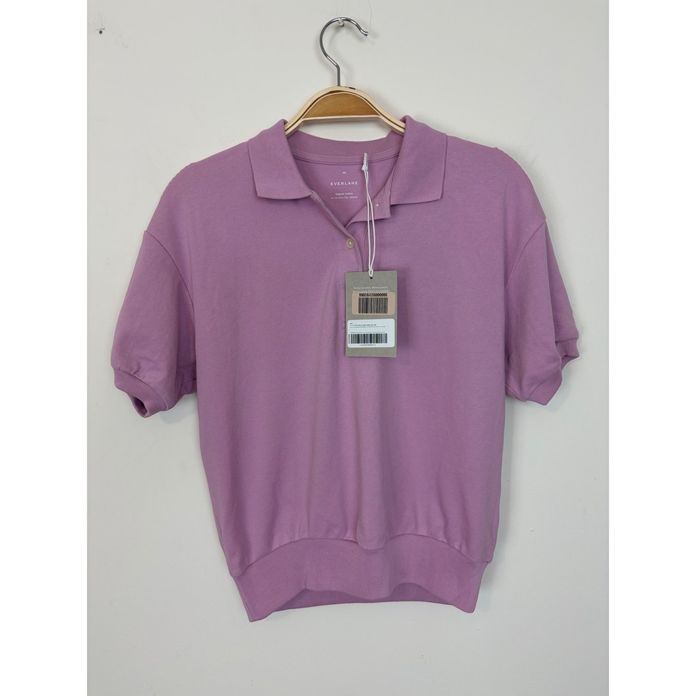 Everlane Women's Organic Cotton Pique Short Sleeve Polo Shirt XS Mauve‎ Purple